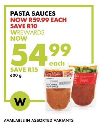 Woolworths Pasta Sauces 600g offer