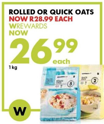 Woolworths Rolled or Quick Oats 1kg offer