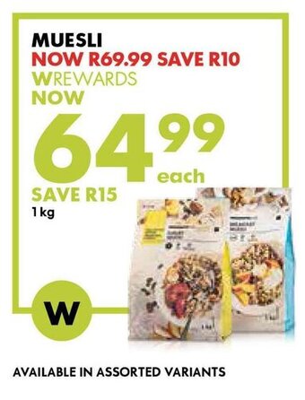 Woolworths Muesli 1kg offer