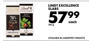 Woolworths Lindt Excellence Slabs 100g offer