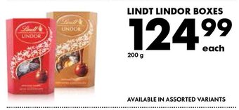 Woolworths Lindt Lindor Boxes 200g offer