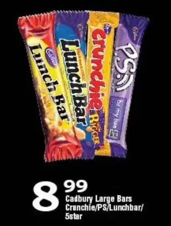 Oxford Freshmarket Cadbury Large Bars Crunchie/PS/Lunchbar/ 5Star offer