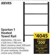 Builders Warehouse Jeeves Spartan 1 Heated Towel Rail ZAI0520GL offer