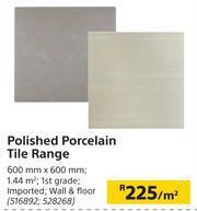 Builders Warehouse Polished Porcelain Tile Range-600mm x 600mm Per Sqm offer