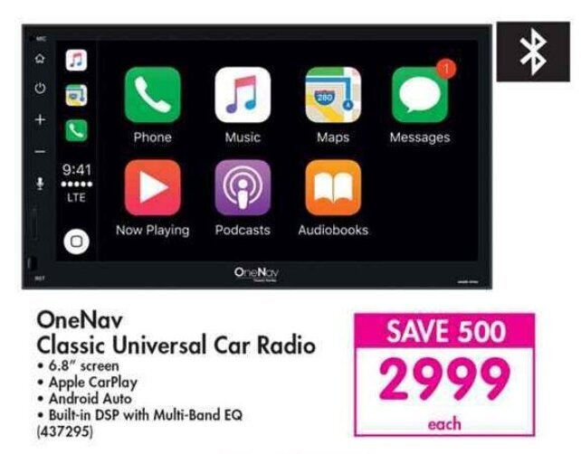 OneNav Classic Universal Car Radio 6.8" offer at Makro