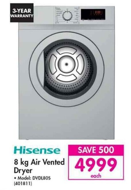 Makro Hisense Air Vented Dryer 8kg offer