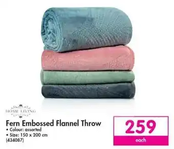 Home Living Fern Embossed Flannel Throw 150 x 200cm