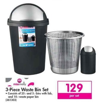 Missmolly Waste Bin Set 3-piece