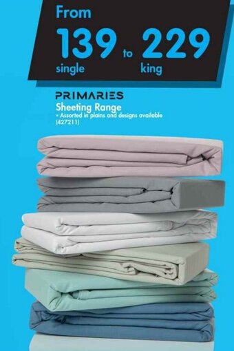 Primaries Sheeting Range Single