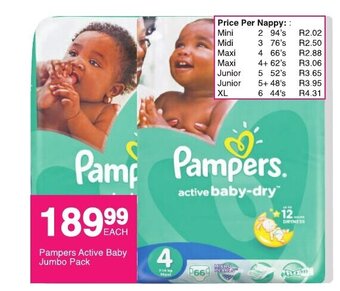 Save Pampers Active Baby Jumbo Pack offer