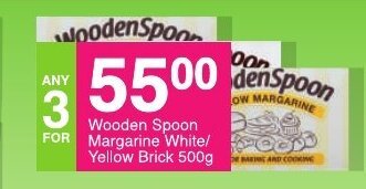 Save Wooden Spoon Margarine White/ Yellow Brick 500g offer