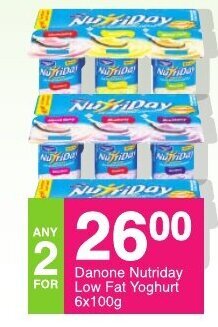 Save Danone Nutriday Low Fat Yoghurt 6x100g offer