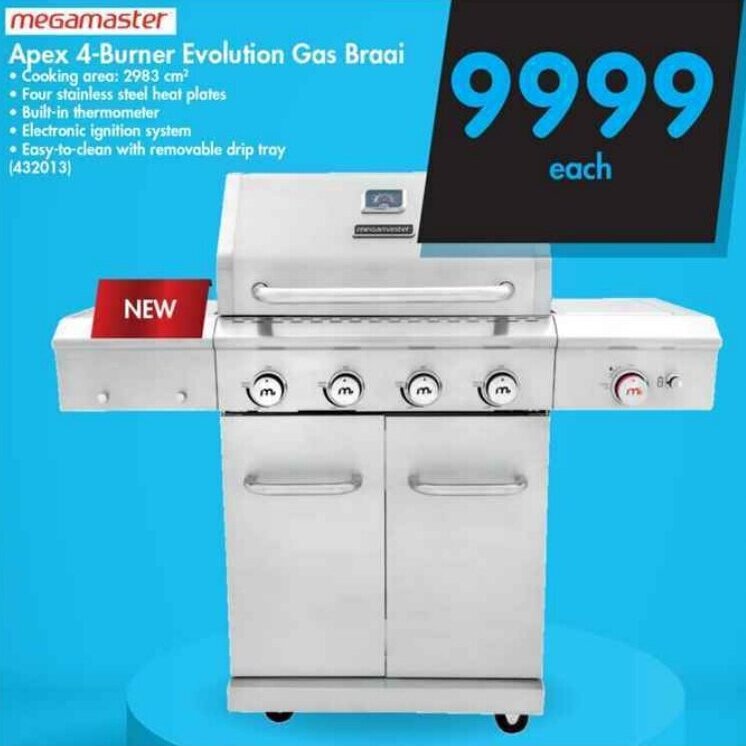 Megamaster Apex 4Burner Evolution Gas Braai offer at Makro