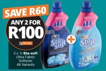 Checkers Sta-Soft Ultra Fabric Softener All Variants 2 x 1L offer