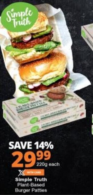 Checkers Simple Truth Plant-Based Burger Patties 220g offer