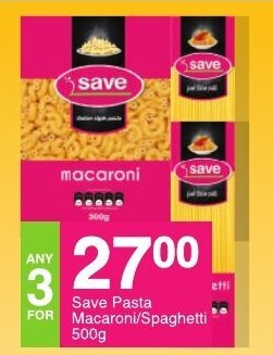 Save Save Pasta Macaroni/Spaghetti 500g offer