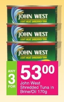 Save John West Shredded Tuna In Brine/Oil 170g offer
