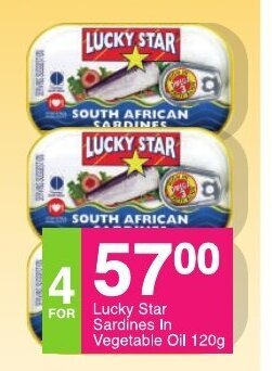 Save Lucky Star Sardines in Vegetable Oil 120g offer
