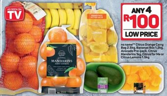 Pick n Pay no name Citrus Orange Carry Bag 2,5kg, Bananas Box 1,5kg, Avocado Pre-Pack, Citrus Mandarins 1kg offer