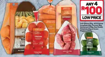 Pick n Pay PnP Onions 2kg, All Purpose Patatoes 2kg, Carrots 3kg, Butternut 2,5kg, Red Sweet Peppers 800g offer