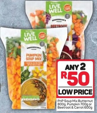 PnP Soup Mix Butternut 800g, Pumpkin 700g or Beetroot & Carrot 600g