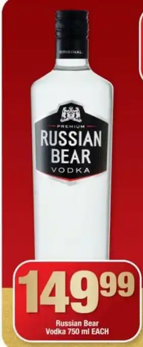 OK Liquor Russian Bear Vodka 750ml each offer