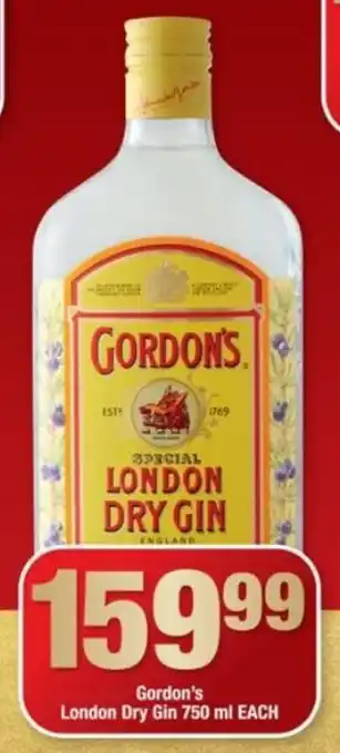OK Liquor Gordon's London Dry Gin 750ml each offer