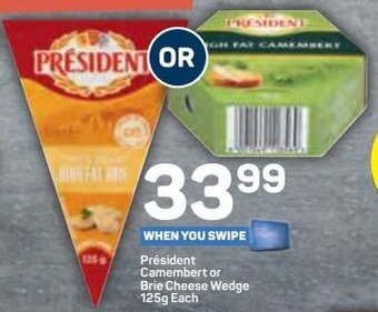 Pick n Pay Président Camembert or Brie Cheese Wedge 125g offer