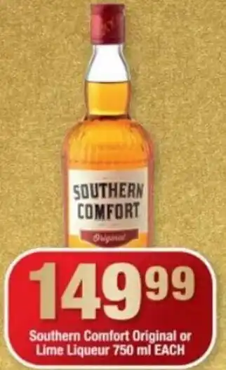 OK Liquor Southern Comfort Original or Lime Liqueur 750 ml each offer