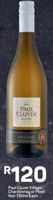 Pick n Pay Paul Cluver Village Chardonnay or Pinot Noir 750ml offer