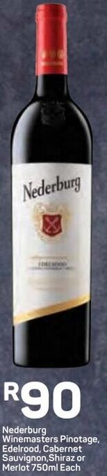 Pick n Pay Nederburg Winemasters Pinotage, Edelrood, Cabernet Sauvignon, Shiraz or Merlot 750ml offer