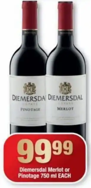 OK Liquor Diemersdal Merlot or Pinotage 750 ml each offer