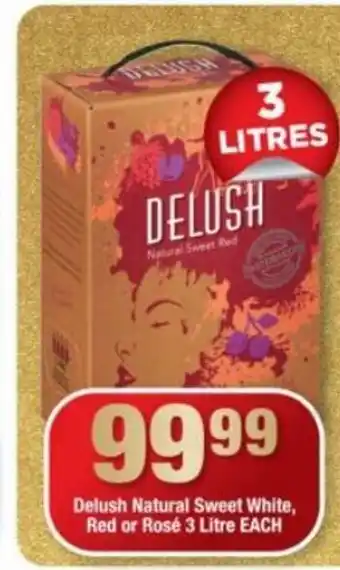 OK Liquor Delush Natural Sweet White, Red or Rose 3 Litre each offer