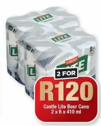 Castle Lite Beer Cans 2 x 6x410ml