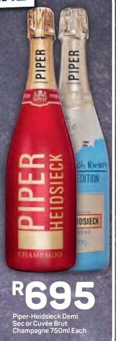Piper-Heidsieck Demi Sec or Cuvée Brut Champagne 750ml