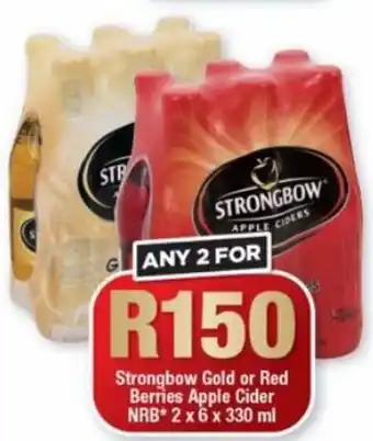 OK Liquor Strongbow Gold or Red Berries Apple Cider NRB 2 x 6 x 330 ml offer