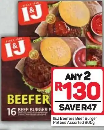 Pick n Pay I & J Beefers Beef Burger Patties Assorted 800g offer
