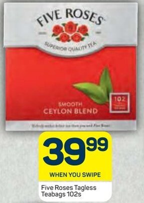 Pick n Pay Five Roses Tagless Teabags 102s offer