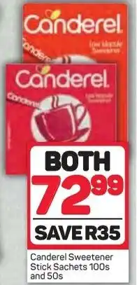 Pick n Pay Canderel Sweetener Stick Sachets 100d and 50s offer