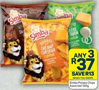 Pick n Pay Simba Potato Chips Assorted 120g offer