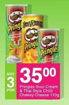 Save Pringles Sour Cream & Thai Style Chilli/ Cheesy Cheese 110g offer
