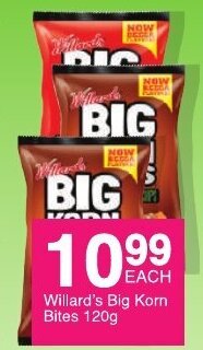 Save Willards Big Korn Bites 120g offer
