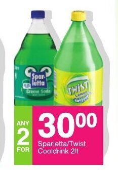 Save Sparletta/Twist Cooldrink 2lt offer