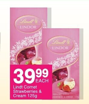 Save Lindt Cornet Strawberries & Cream 125g offer