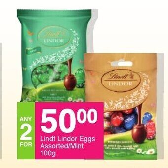 Save Lindt Lindor Eggs Assorted/Mint 100g offer