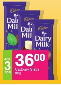 Save Cadbury Slabs 80g offer