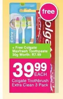 Save Colgate Toothbrush Extra Clean 3 Pack offer