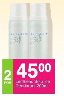Save Lentheric Solo Ice Deodorant 200ml offer