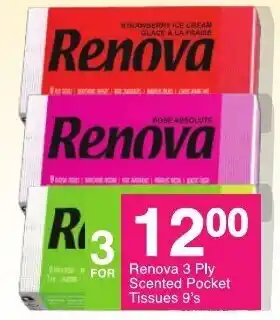 Save Renova 3 Ply Scented Pocket Tissues 9's offer