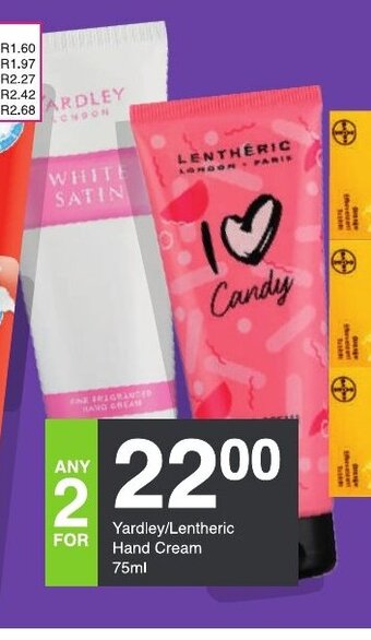 Save Yardley/ Lentheric Hand Cream 75ml offer